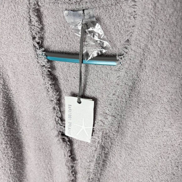 Barefoot Dreams Cozy Chic NEW Fringed Jacket Cardigan Sz M Oyster Gray Pockets - Picture 4 of 14